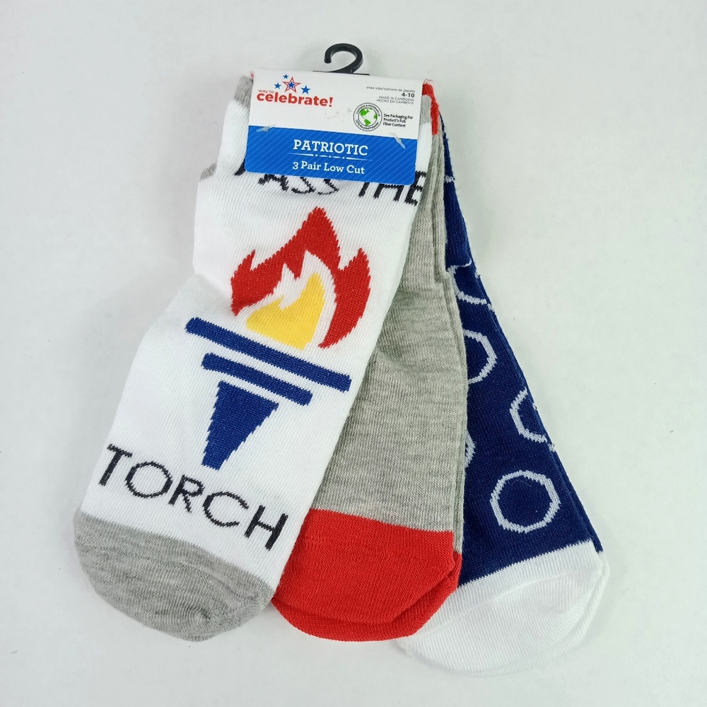 Women's Patriotic Socks 3 Pair Low Cut